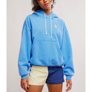 FP Movement by Free People Blue Pullover Hoodie with White Drawstrings